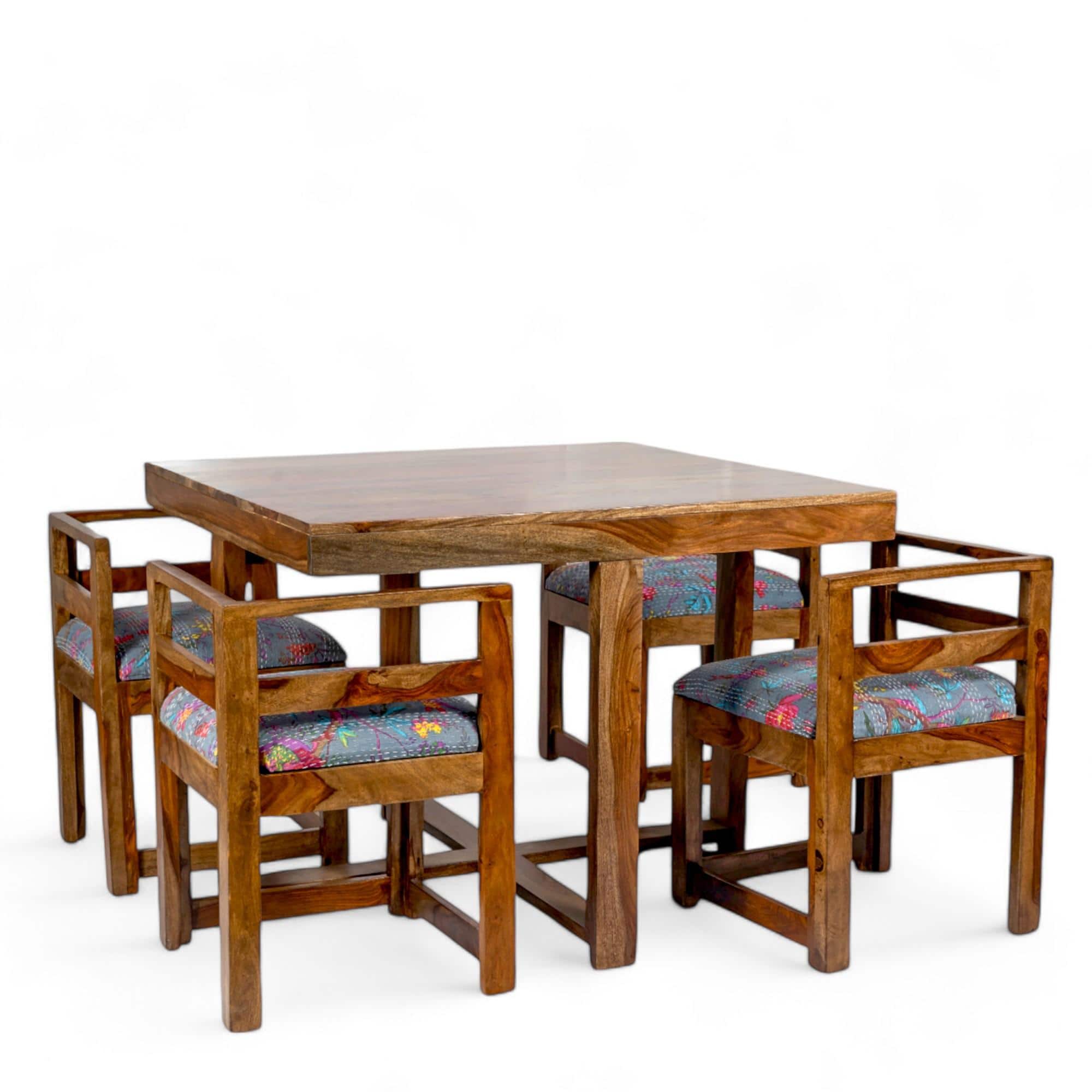 Kingston Sheesham Wood 4 seater Dining Table Set in Teak Finish