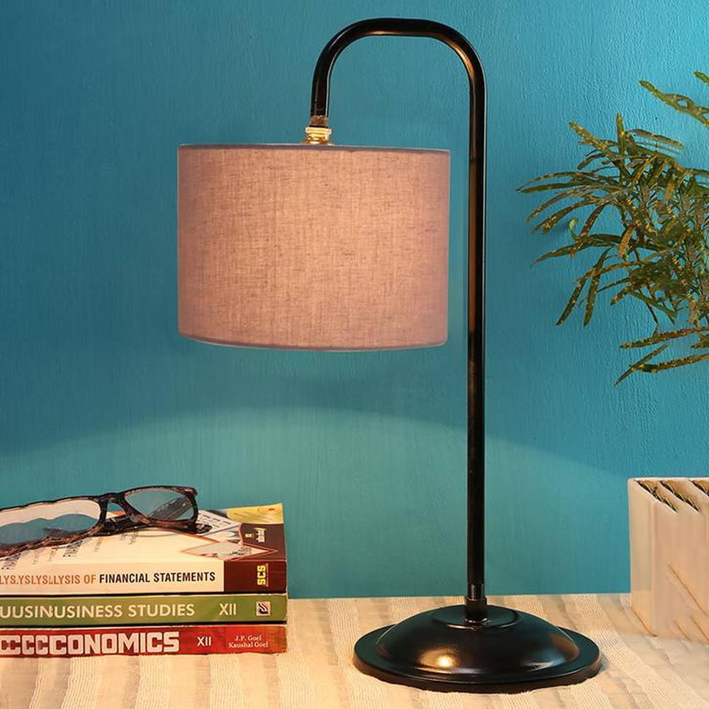 Alana Grey cotton Shade Iron Table Lamp - Devansh