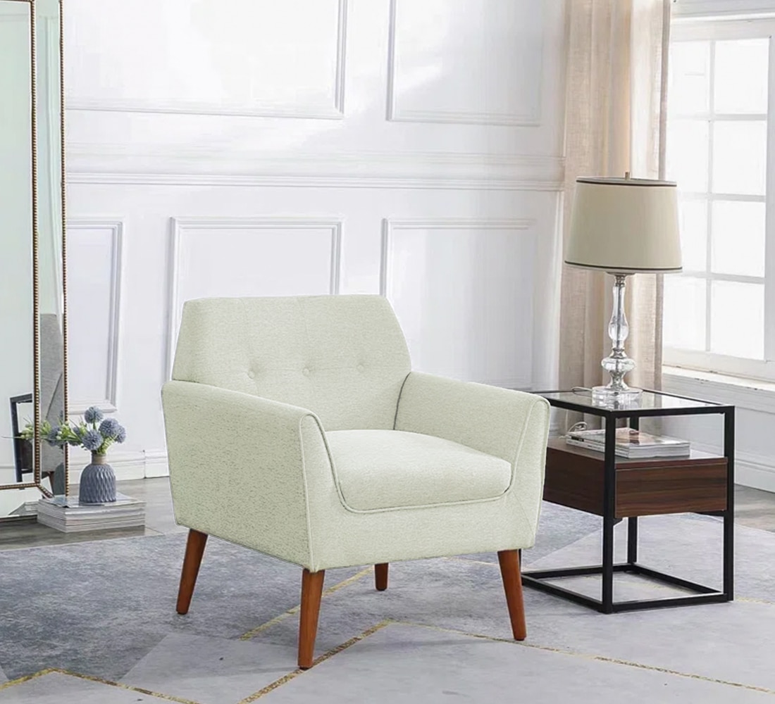 Thomas Fabric Lounge Chair in Light Green Color - KURSIWALLAH