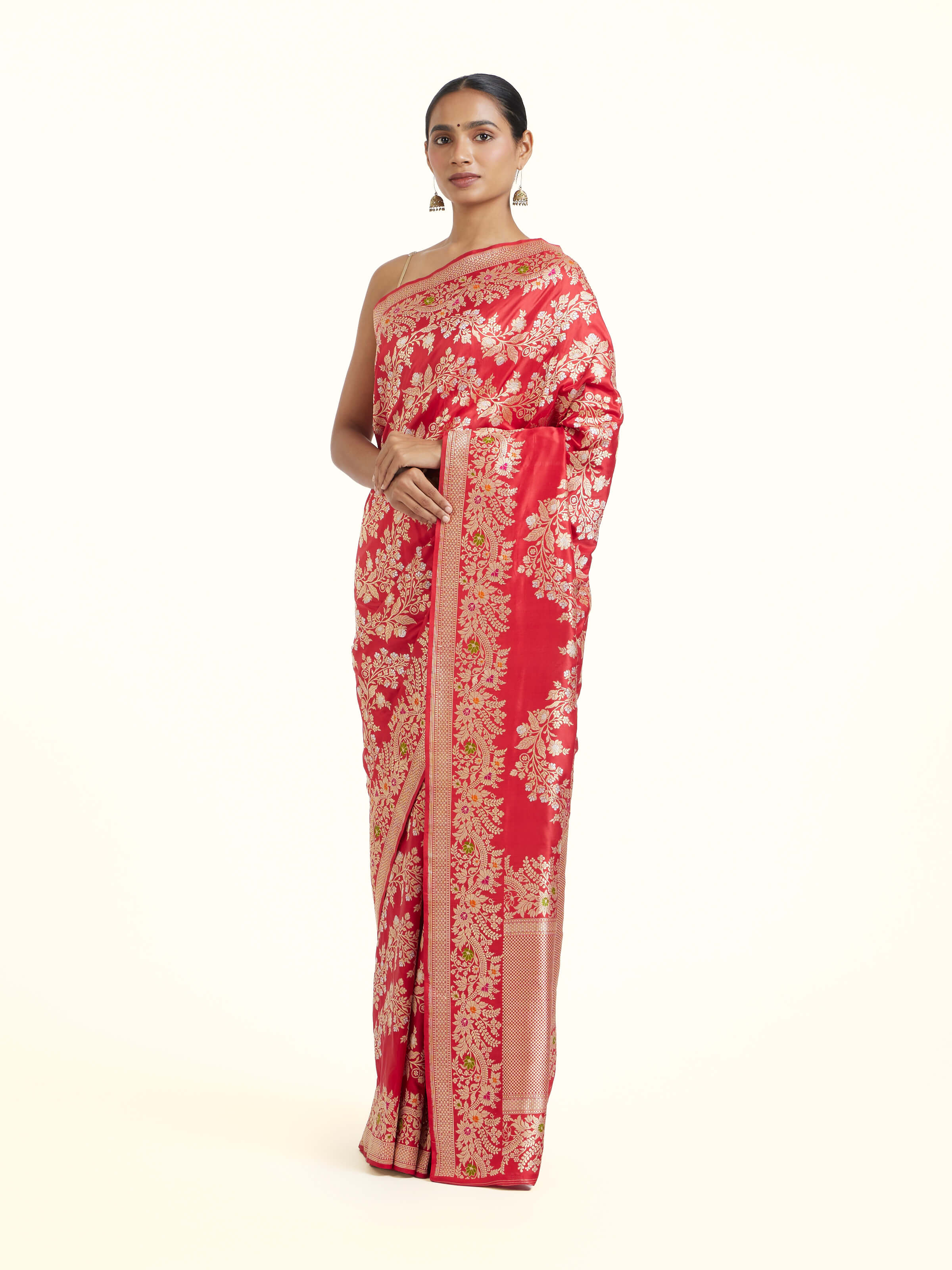 Red Banarasi Silk Kadwa Jaal Saree