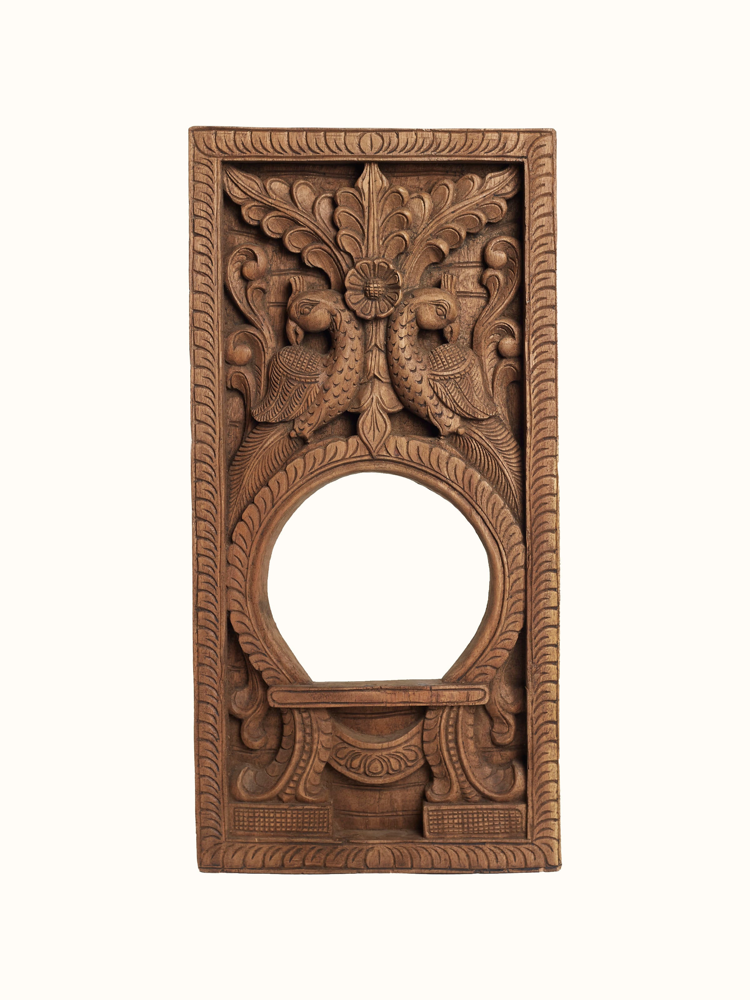 Wood Carved Mirror Panel Sculpture