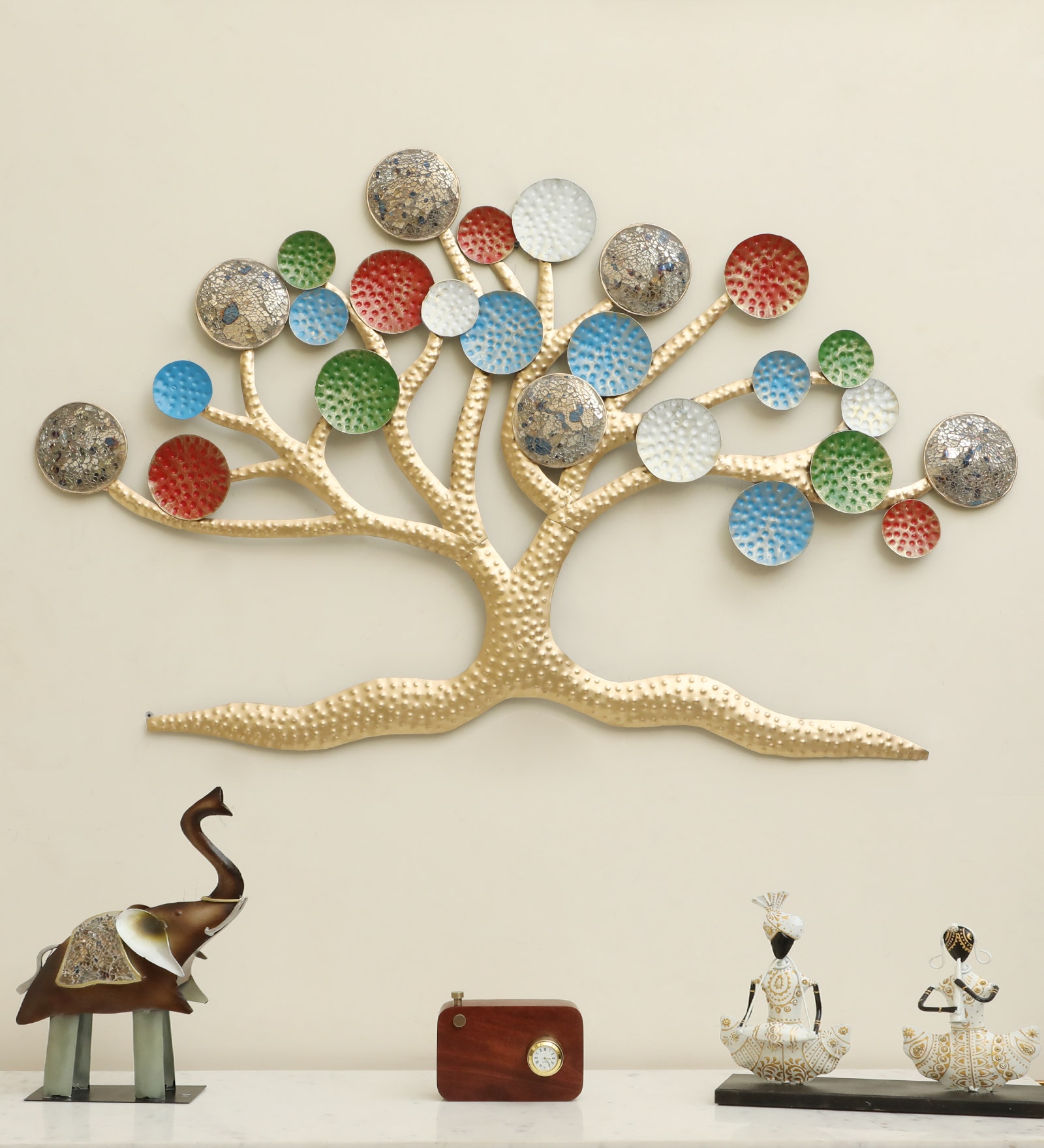 W-Colour Abstract Metal Wall Decor in Multicolor Set of 1 - Vedas Exports