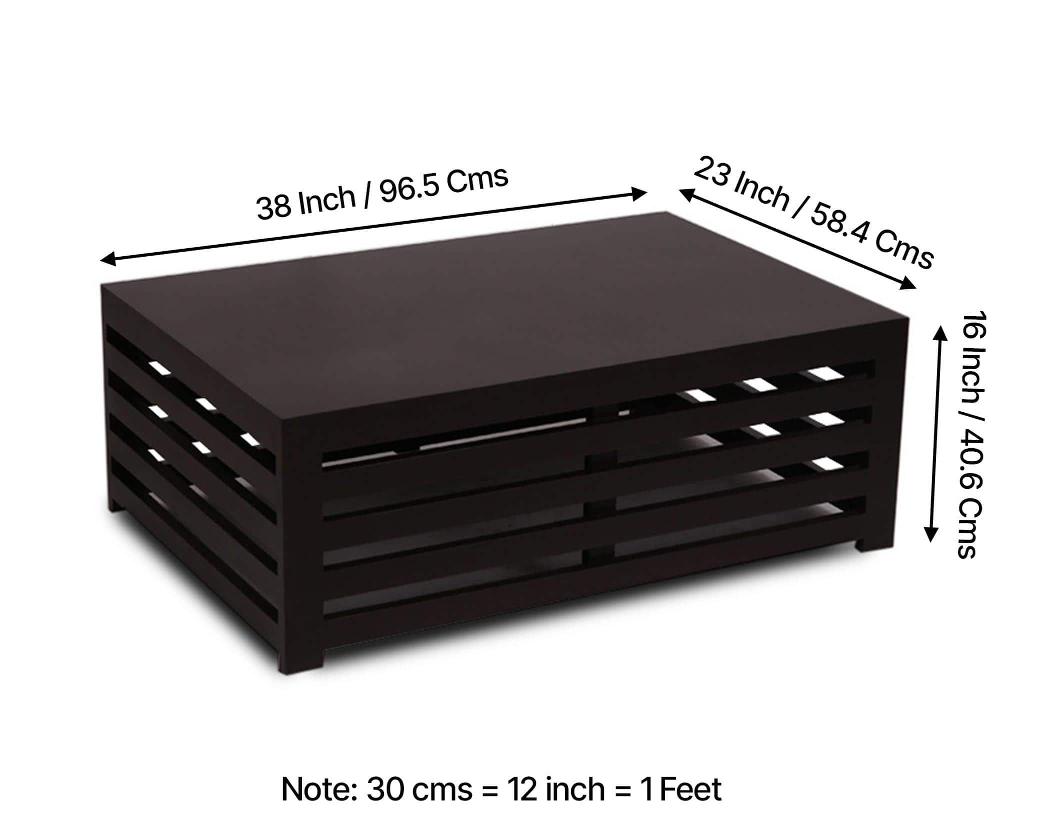 Erickson Sheesham Wood Contemporary Rectangle Coffee Table In Extra Dark Mahagony Finish