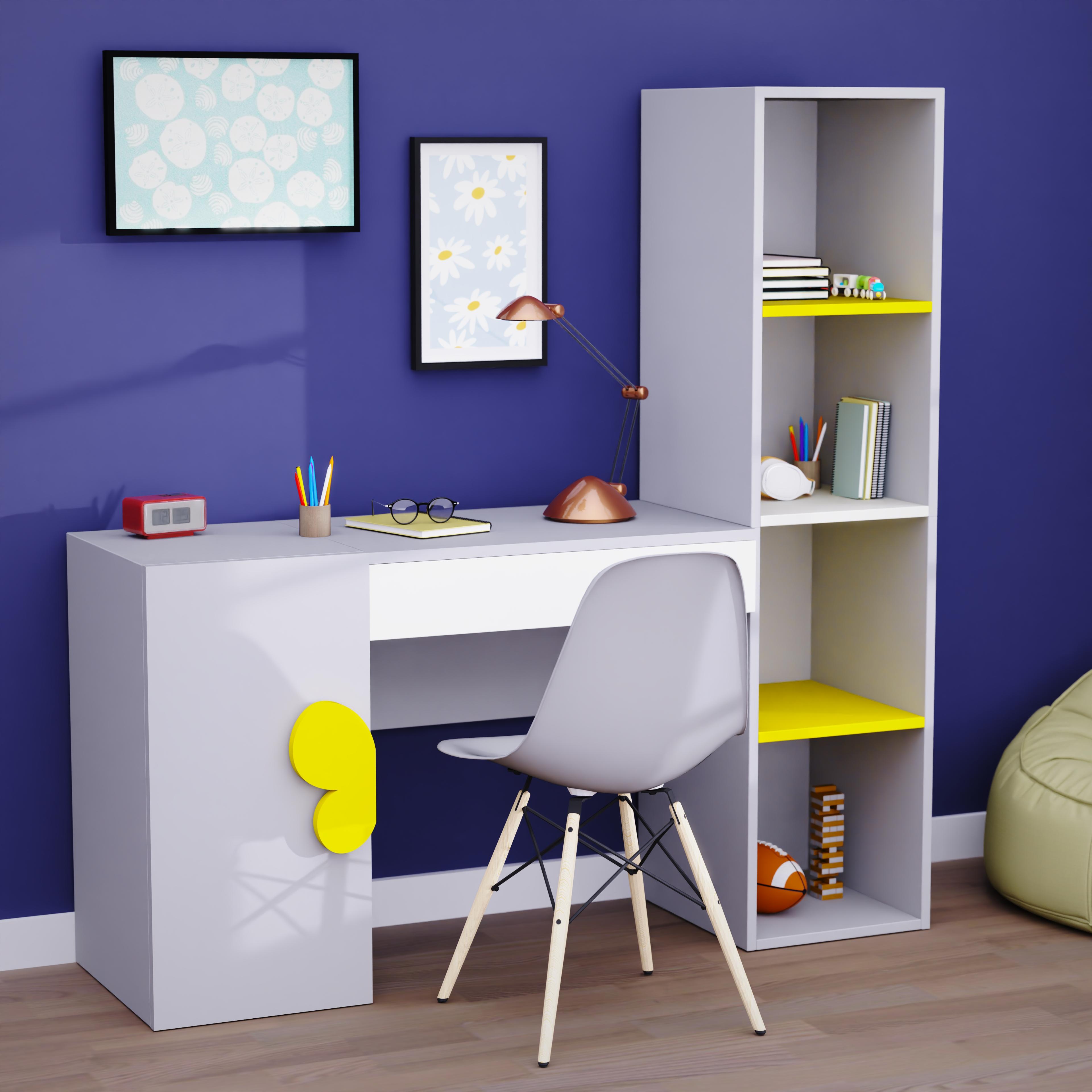 Joy Ride Study Table In Silver Gray Colour