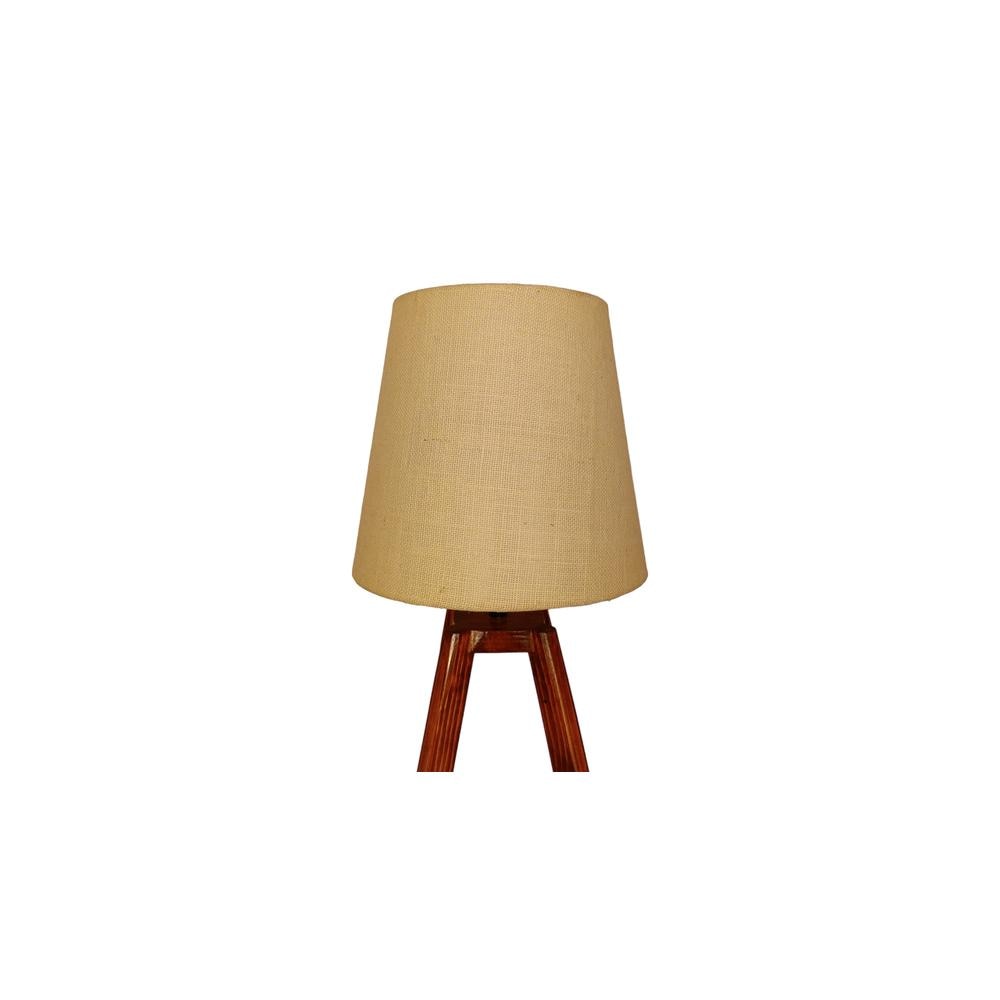 Charlotte Brown Wooden Table Lamp with White Jute Lampshade
