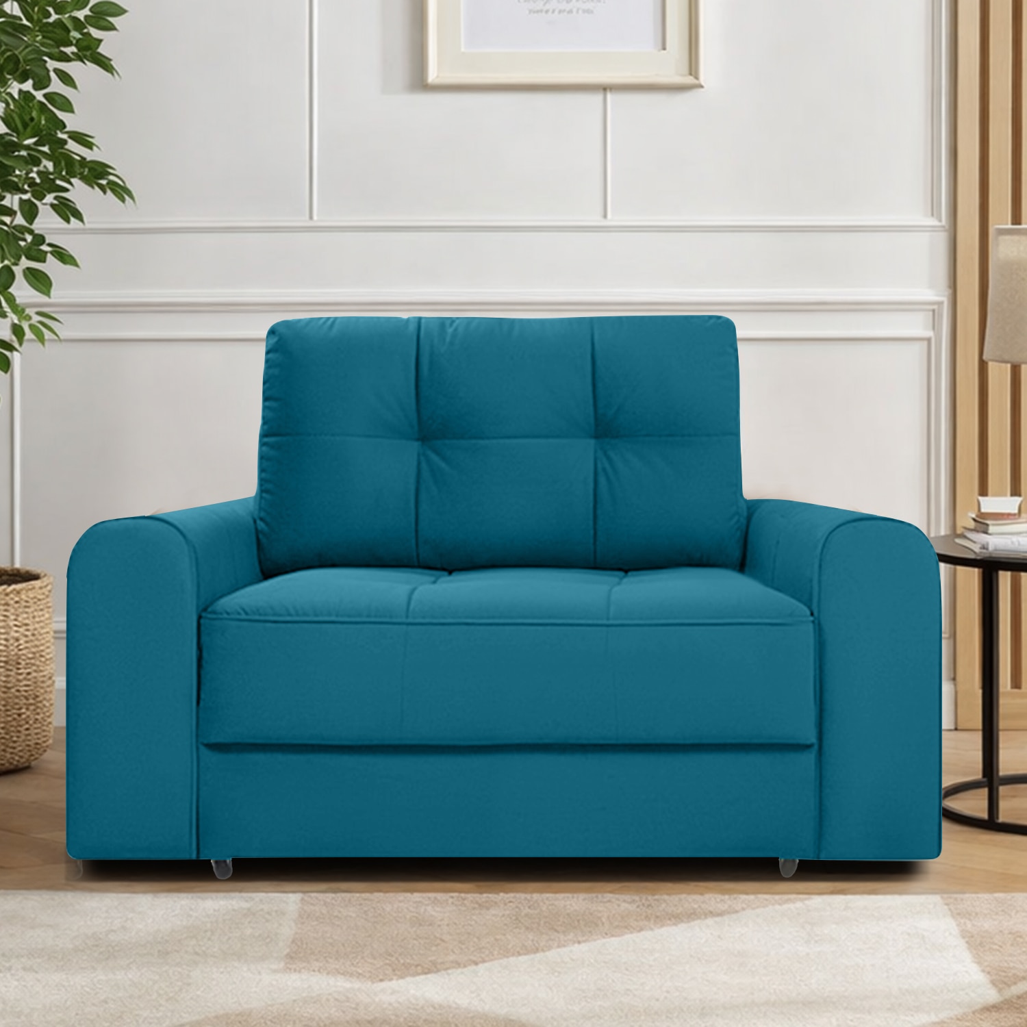 Calliro  Pull Out Sofa cum Bed  in T Blue Colour - Home Lifestylez