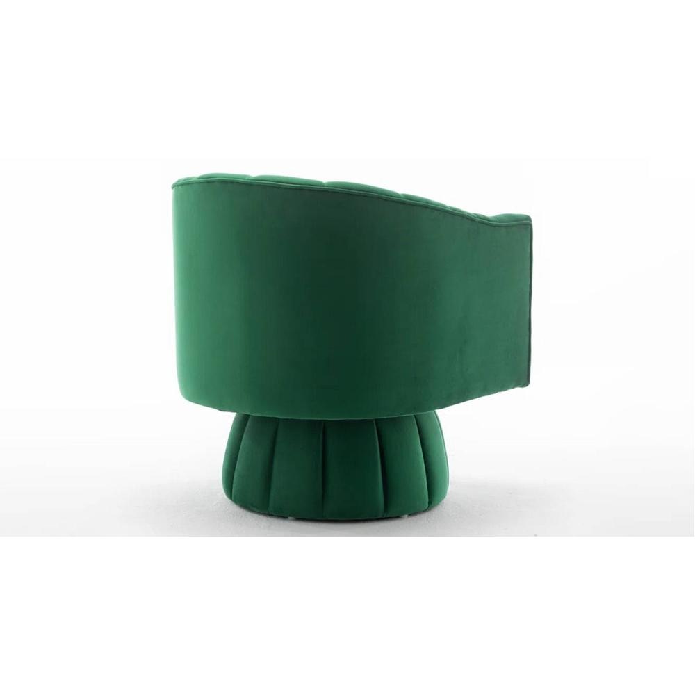 Morrow Swivel Solid Wood Round Chair in Green Colour