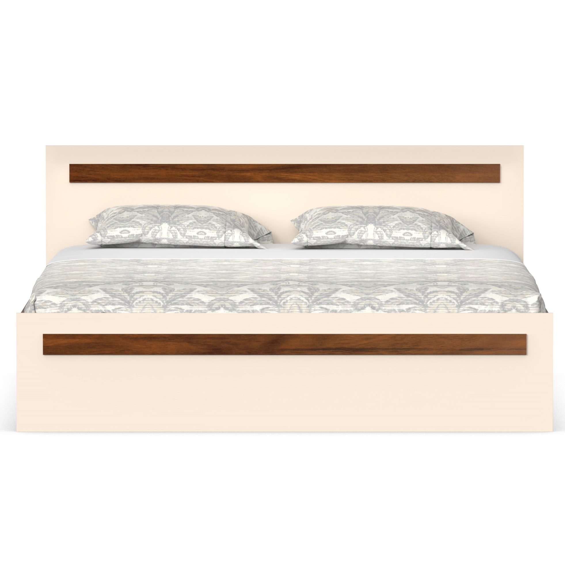 BLUEWUD Maltein Engineered Wood Double Bed, King Size Bed with Storage Box for Bedroom Home Furniture (Brown Maple & Beige)