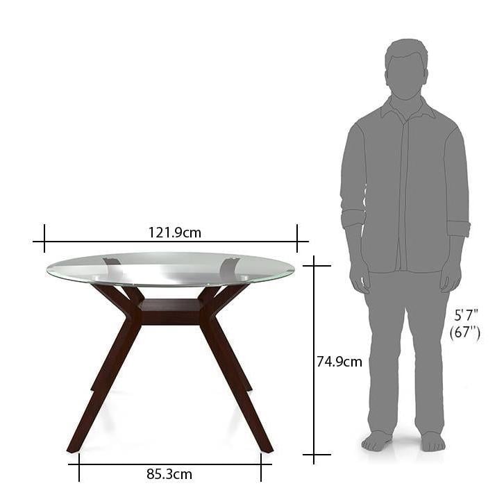 Wesley Glass 4 Seater Dining Table In Dark Walnut Finish