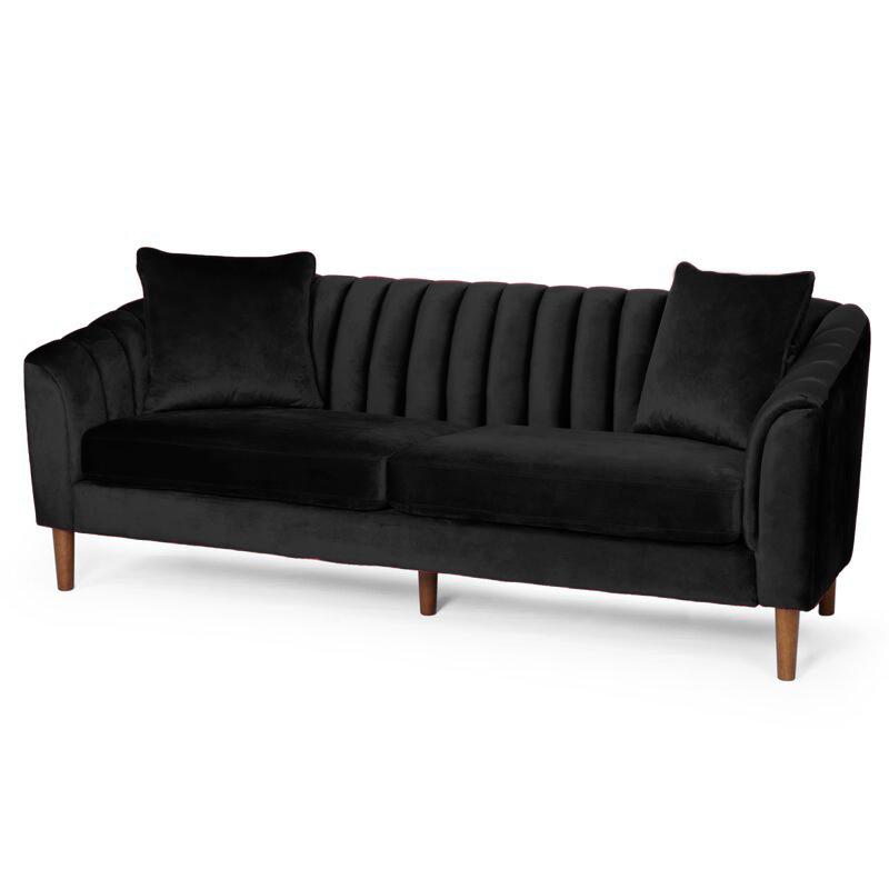 Mid Century Fabric Sofa (Black)