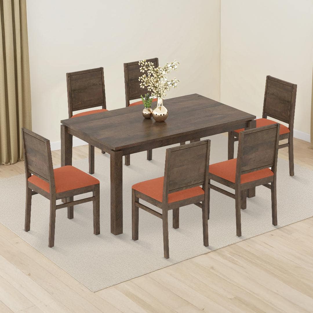 Atlas Solid Wood 6 Seater Compact Dining Table with Atlas Dining chair