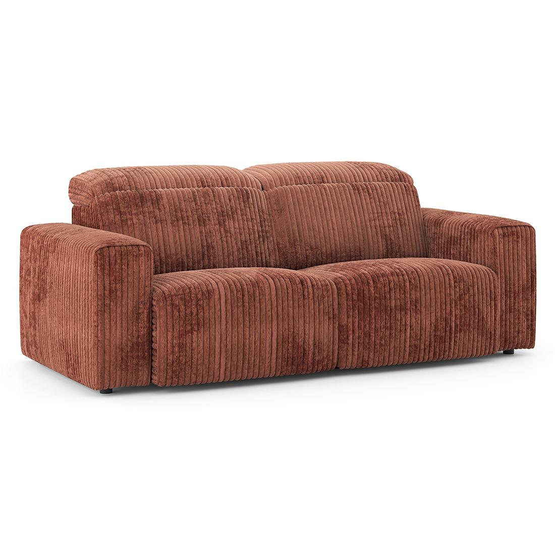 Gretta 3 Seater Fabric Sofa With Adjustable Headrest In Deep Russet