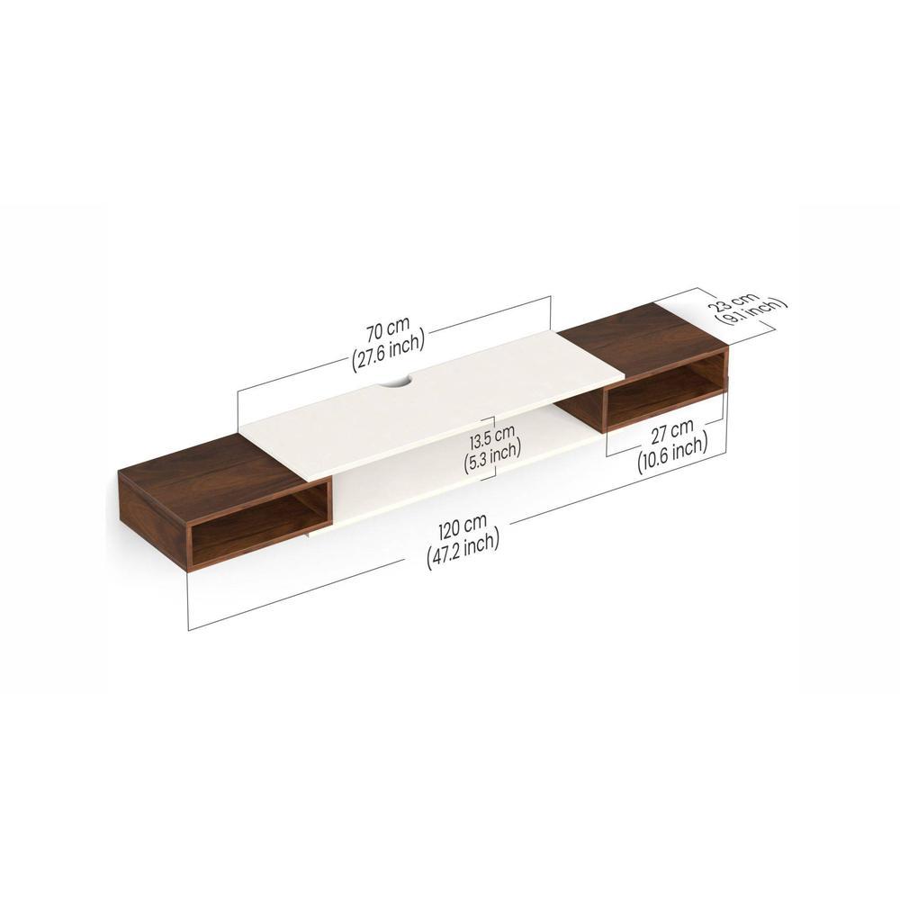 Toska Engineering Wood Wall Mount TV Entertainment Unit Set Top Box Stand/TV Cabinet with Shelves for Books & Décor Display Unit Large Upto 50 Inches (Brown Maple & Beige)