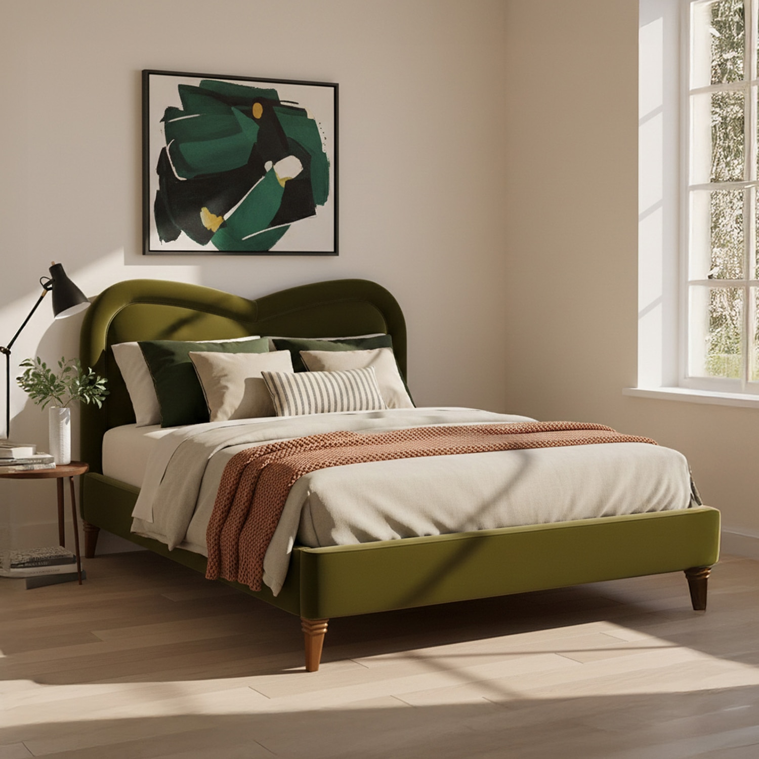 Elaris Curve Comfort King Size Bed Bed in velvet With Engineer Wood Frame & Hydraulic Storage - Nestroots
