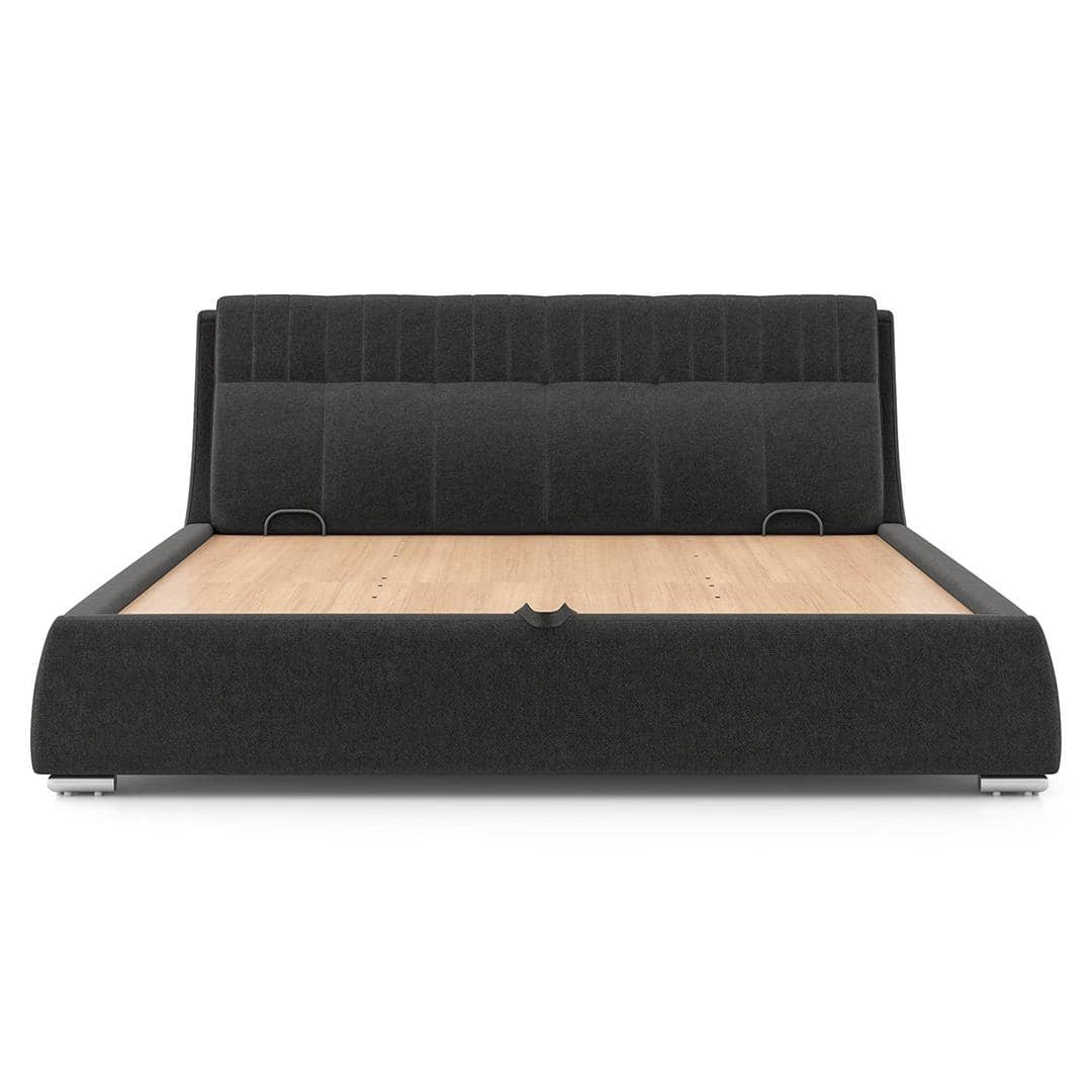 Stanhope Upholstered Hydraulic Storage King Size Bed In Urban Grey Premium Chenille