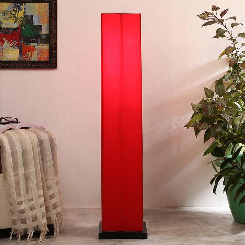 Claudette Red Cotton Shade Floor Lamp