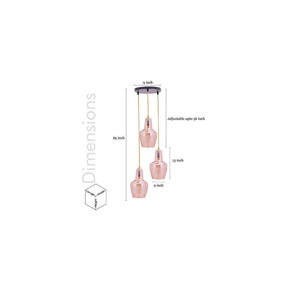 Alita 3-light Amber lustere Glass Brass Edge Pendant Cluster
