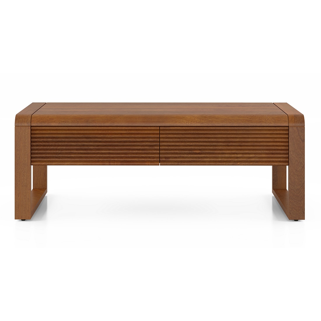Linnea Rectangular Solid Wood Coffee Table In Amber Walnut Finish