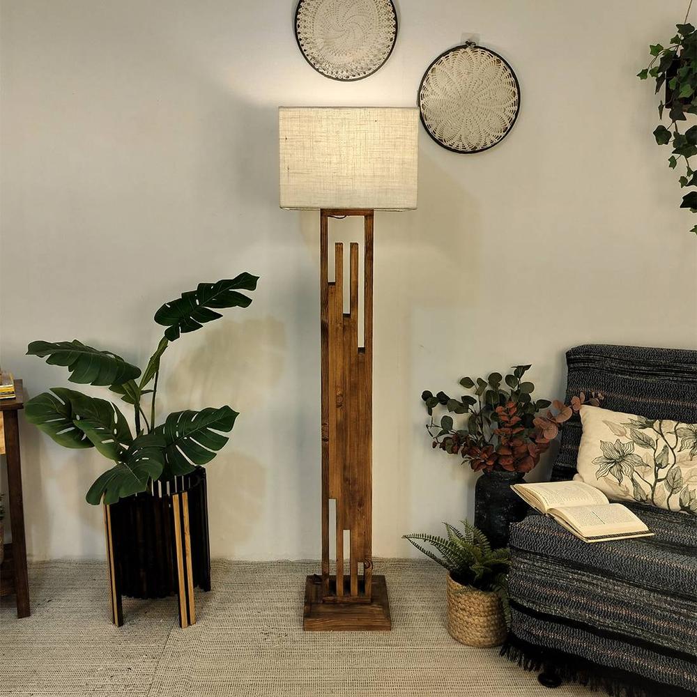 Victoria Beige Jute Floor Lamp with Beige Jute Base
