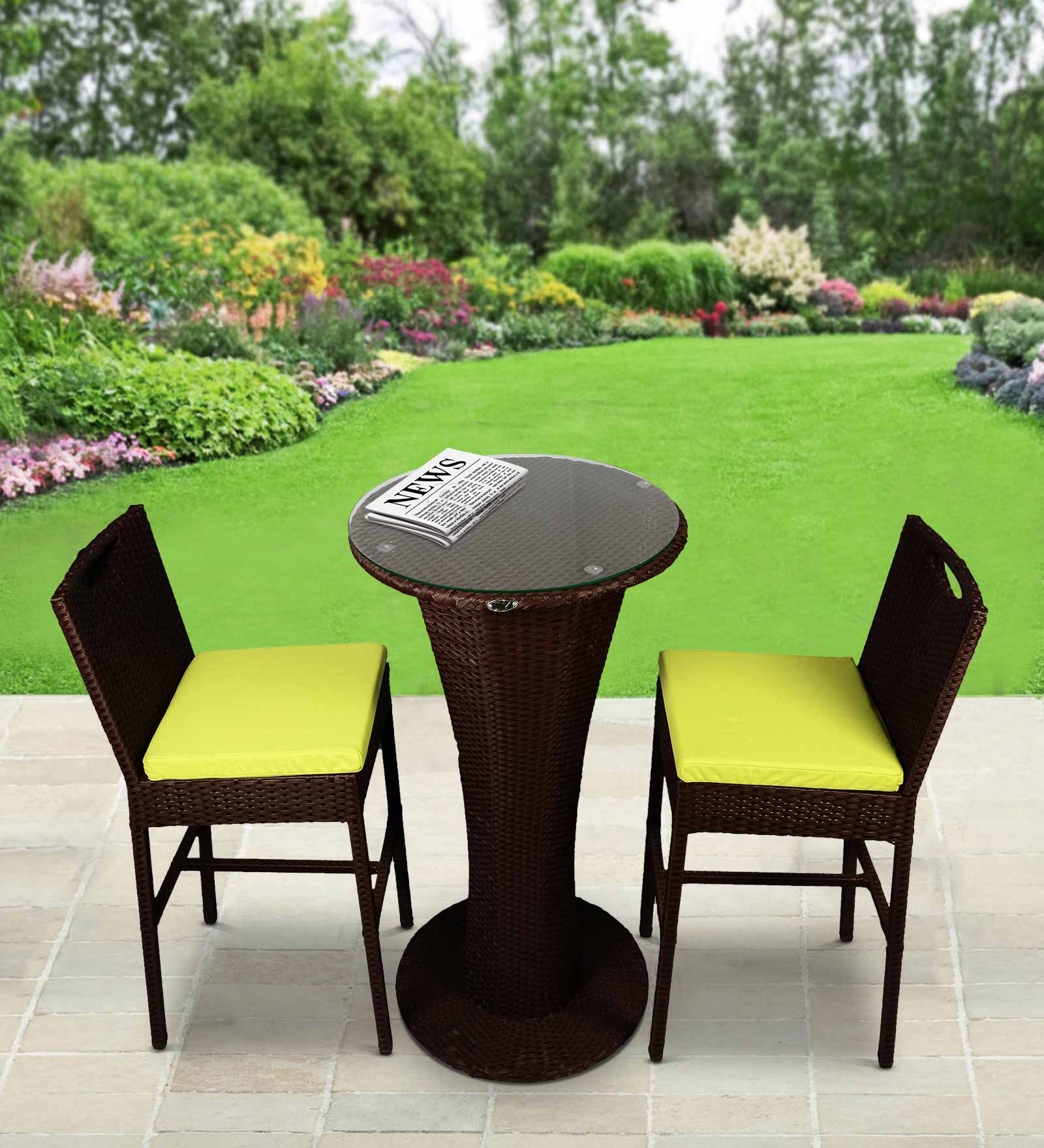 Colac Wicker Table And Chair Set In Brown Finish