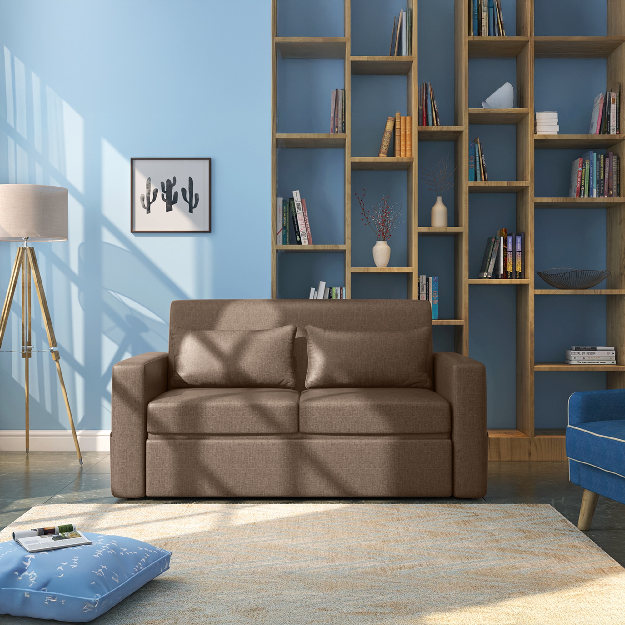 Camden Compact 3 Seater Pull Out Sofa cum Bed In Mocha Brown Colour