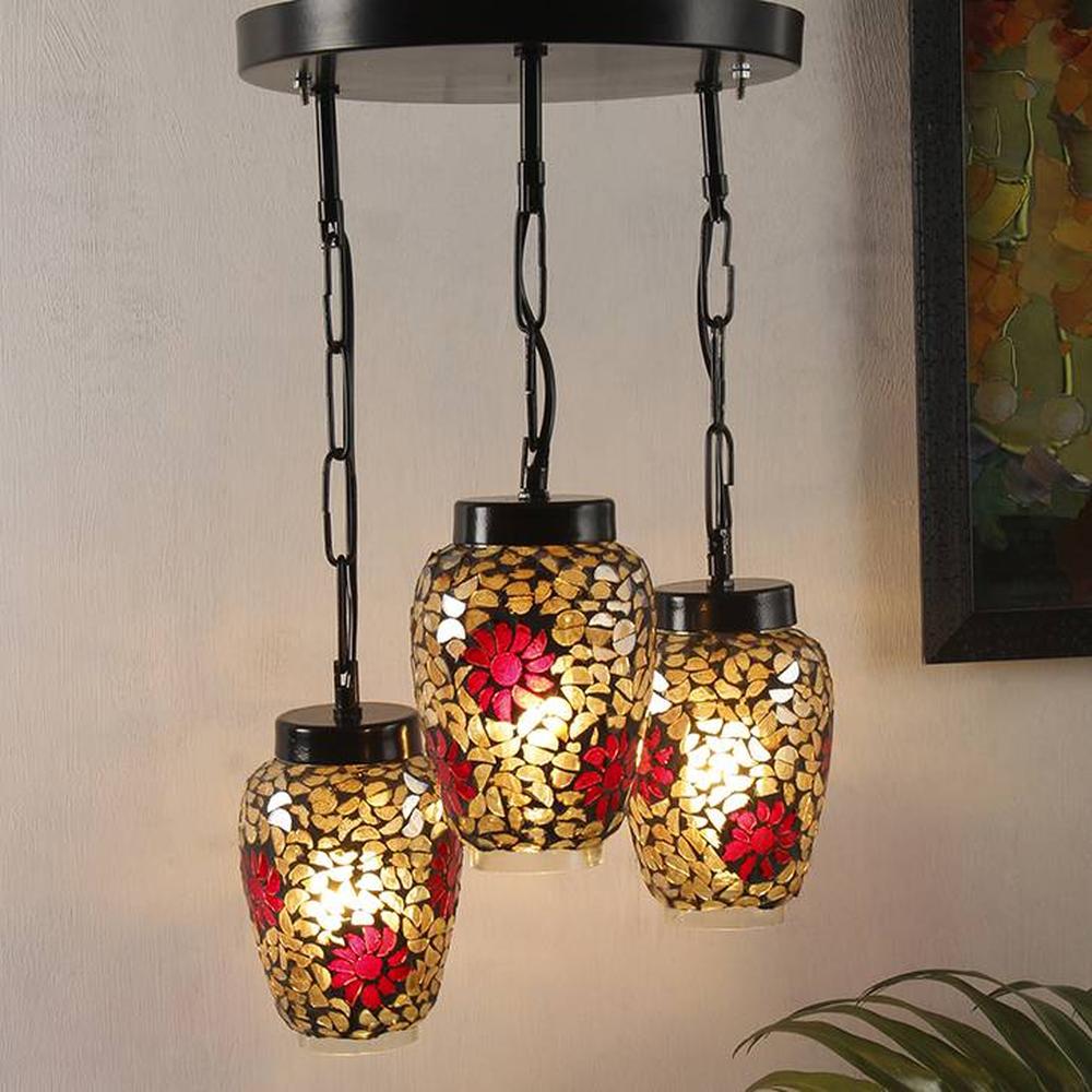 Izaiah Multicolour Glass Cluster Hanging Light