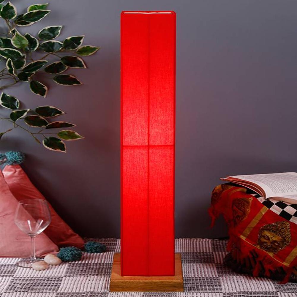 Jacques Red Cotton Shade Floor Lamp - Devansh