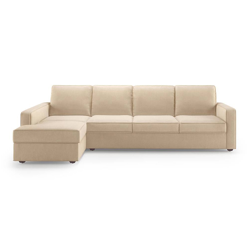Apollo Fabric Sectional Sofa (Colour : Birch Beige, Cushion : Hard, Back Type : Regular, Seating Capacity : Left Aligned 3 Seater + Left Aligned Chaise + Ottoman)