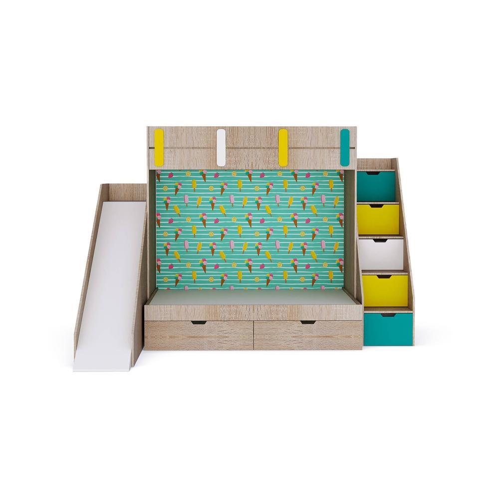 Sleep Nâ€™ Slide Bunk Bed with Slide and Storage in Oak Colour BKBB025