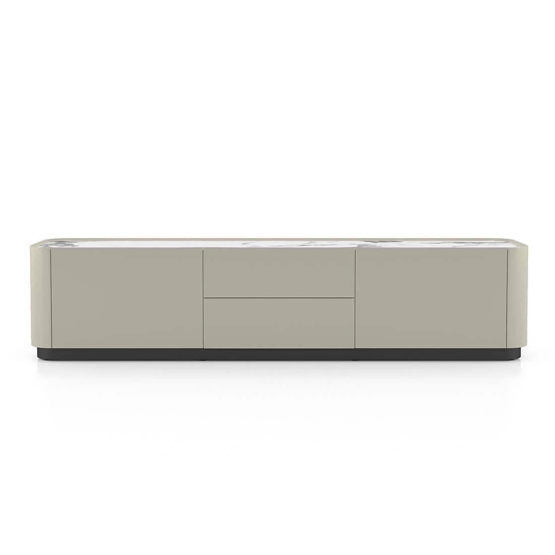 Dorian Engineered Wood TV Unit With Ceramic Top In Taupe High Gloss Finish