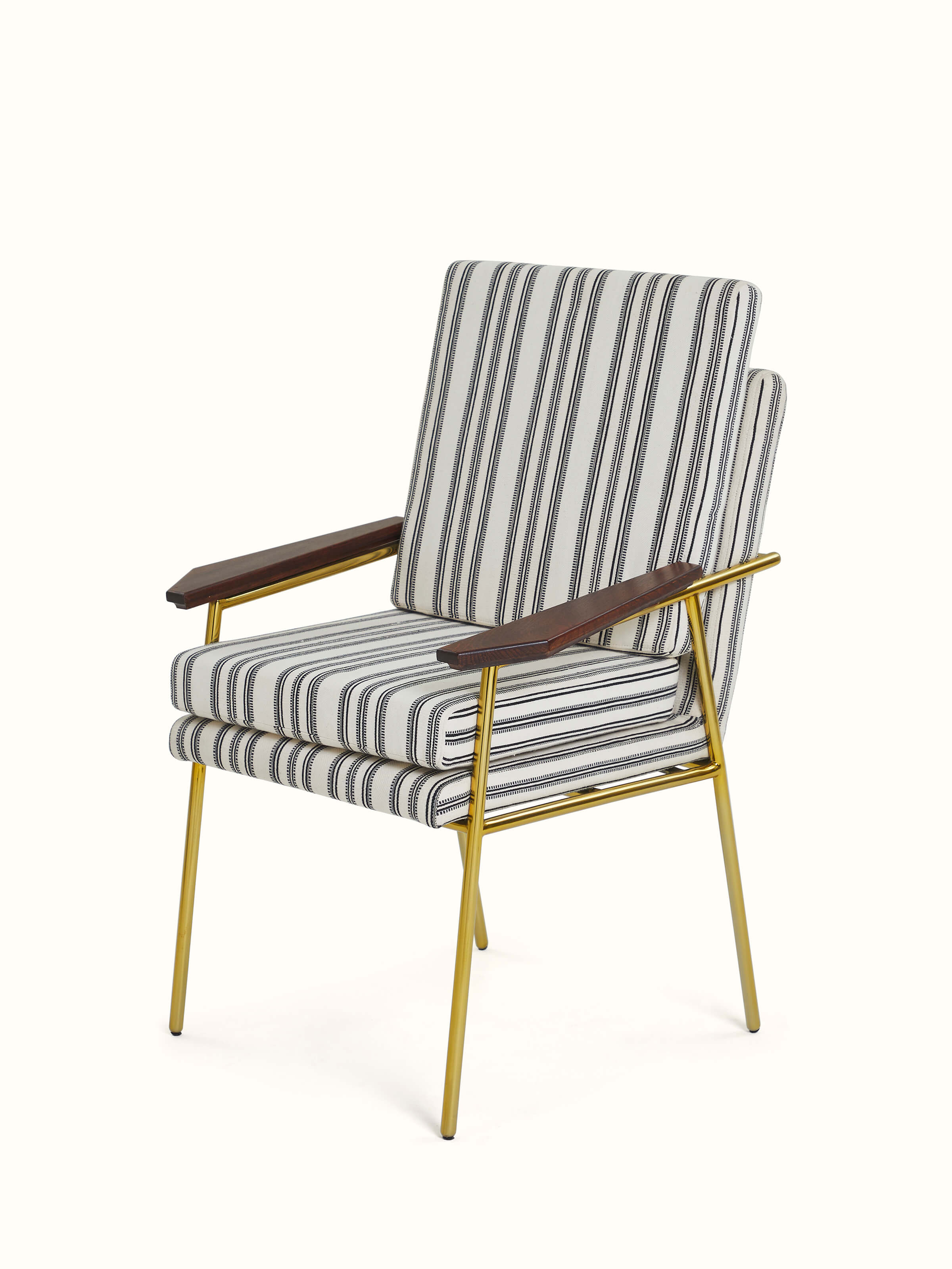 Angled view of Upholstered Metal Study Chair highlighting its contemporary design and comfortable cushioning.