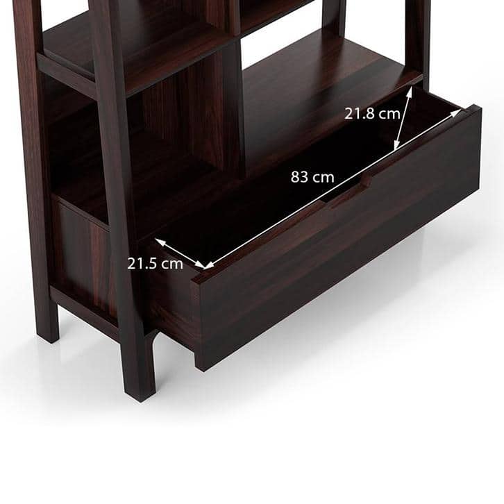 Alberto Solid Wood Bookshelf in Mahogany Finish
