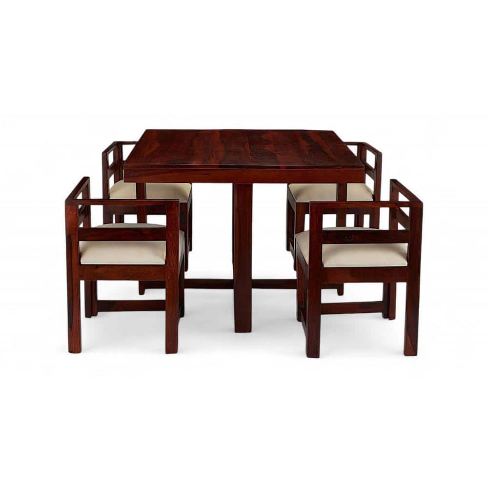 Kingston Sheesham Wood Accent 4 Seater Dining Table Set