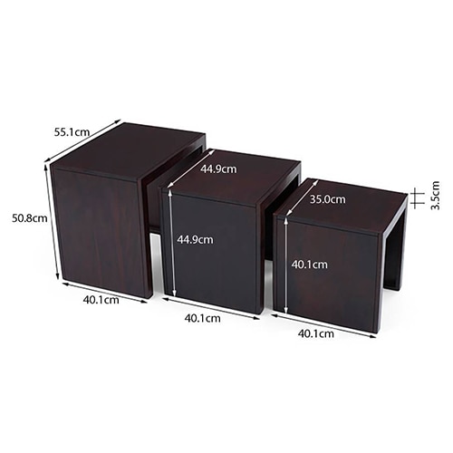 Hamilton Solid Wood Side Table Set of 3 in Mahogany Finish