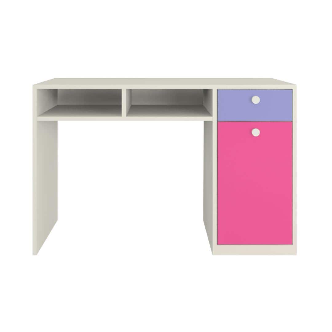 Alana Study Desk with Cabinet Drawer and Shelf in Persian Lilac Barbie Pink Colour