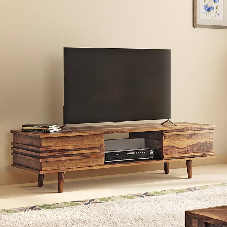 Parker Solid Wood Free Standing TV Unit in Teak Finish