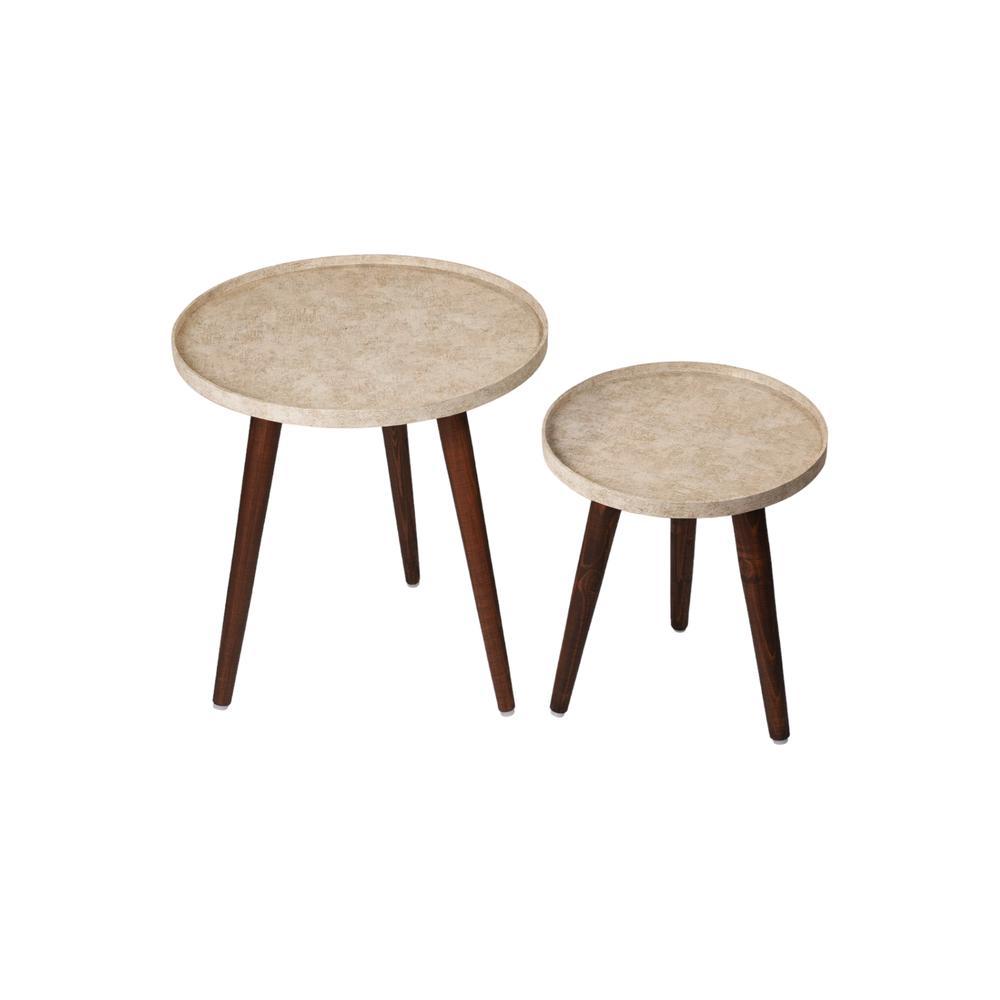 Ethereal Gold Round Nesting Tables with Wooden Legs, Side Tables, Wooden Tables, Living Room Decor by A Tiny Mistake