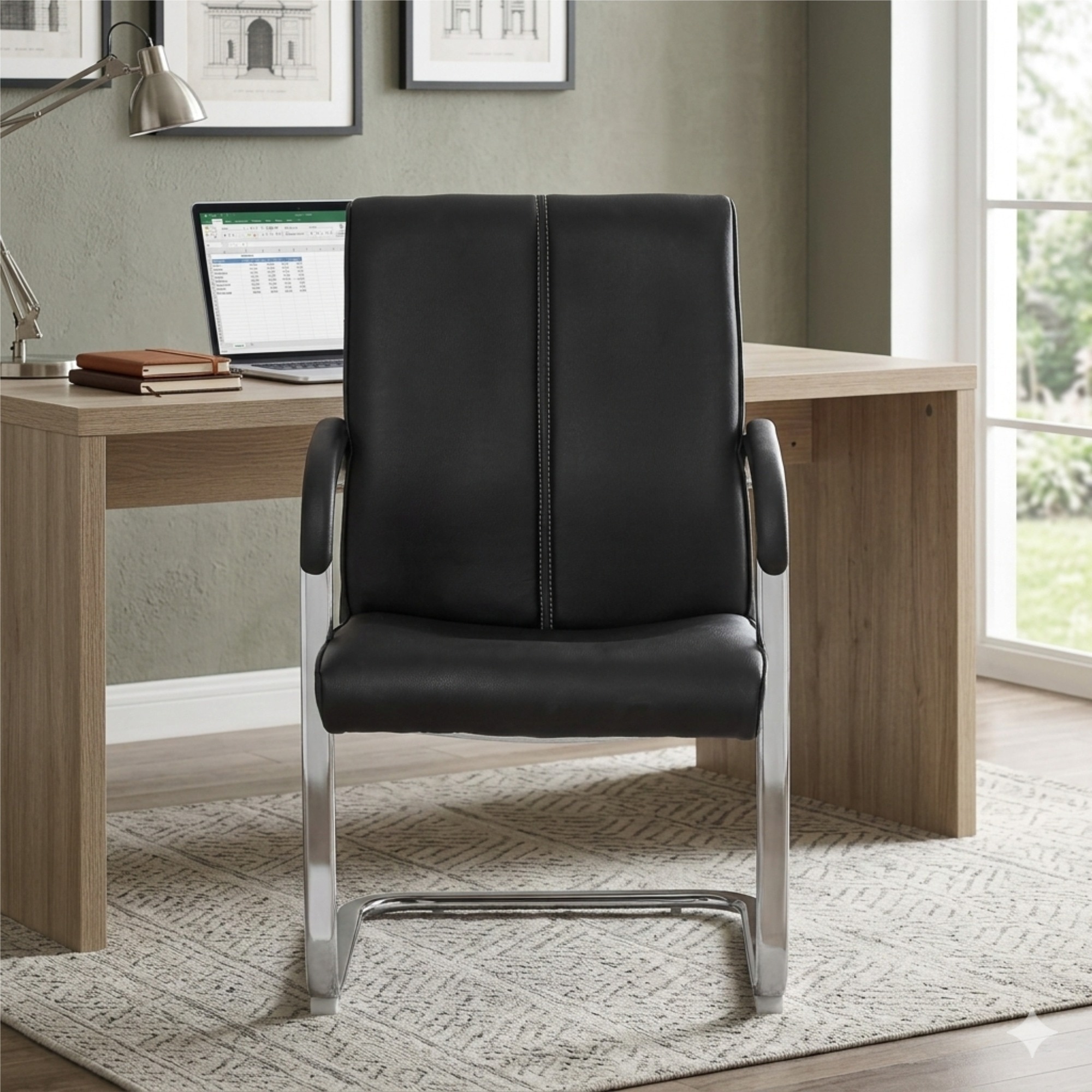 Elegant Cantilever Chair In Black Colour - Adiko Systems