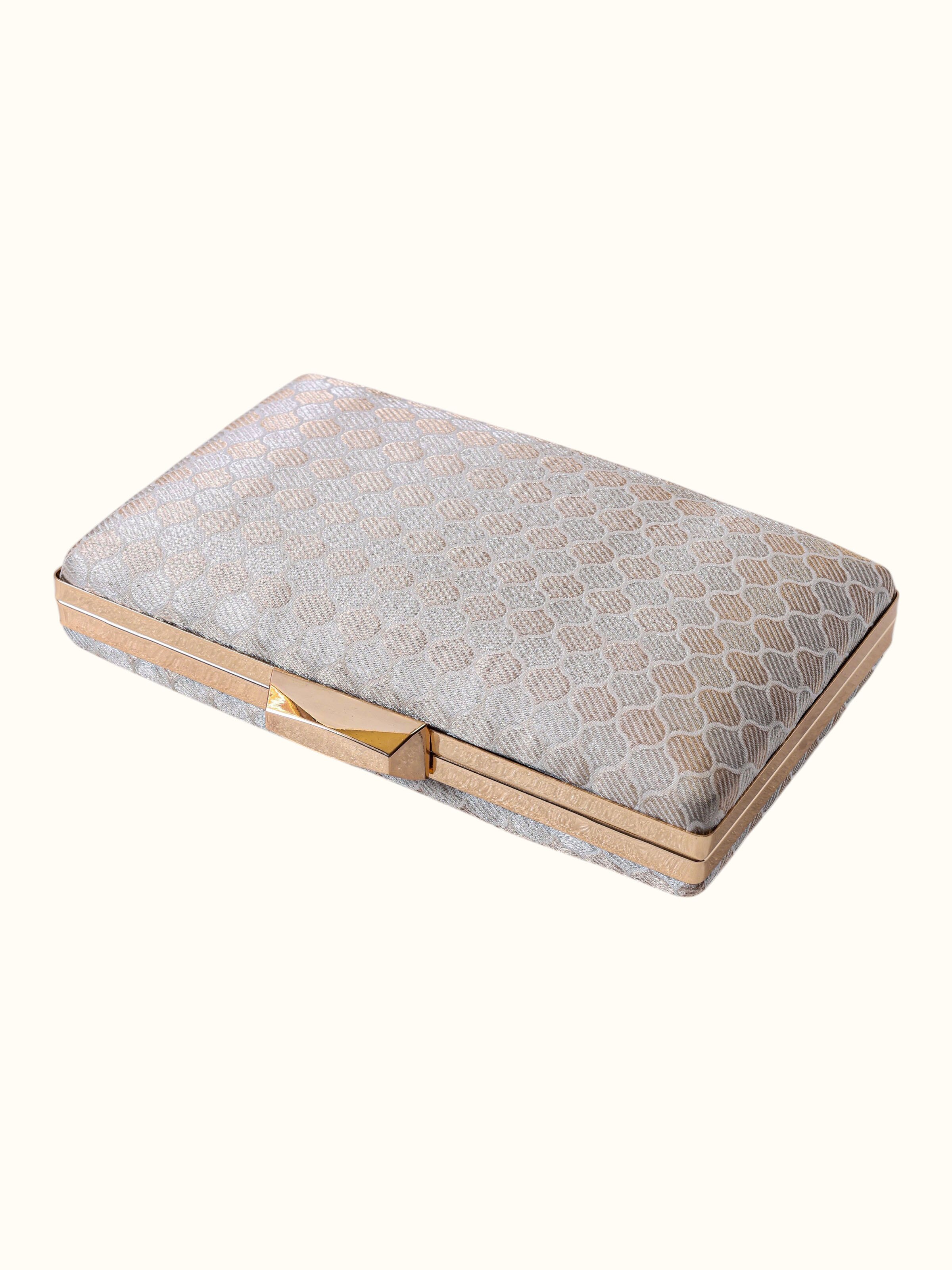 Silver Handwoven Brocade Clutch