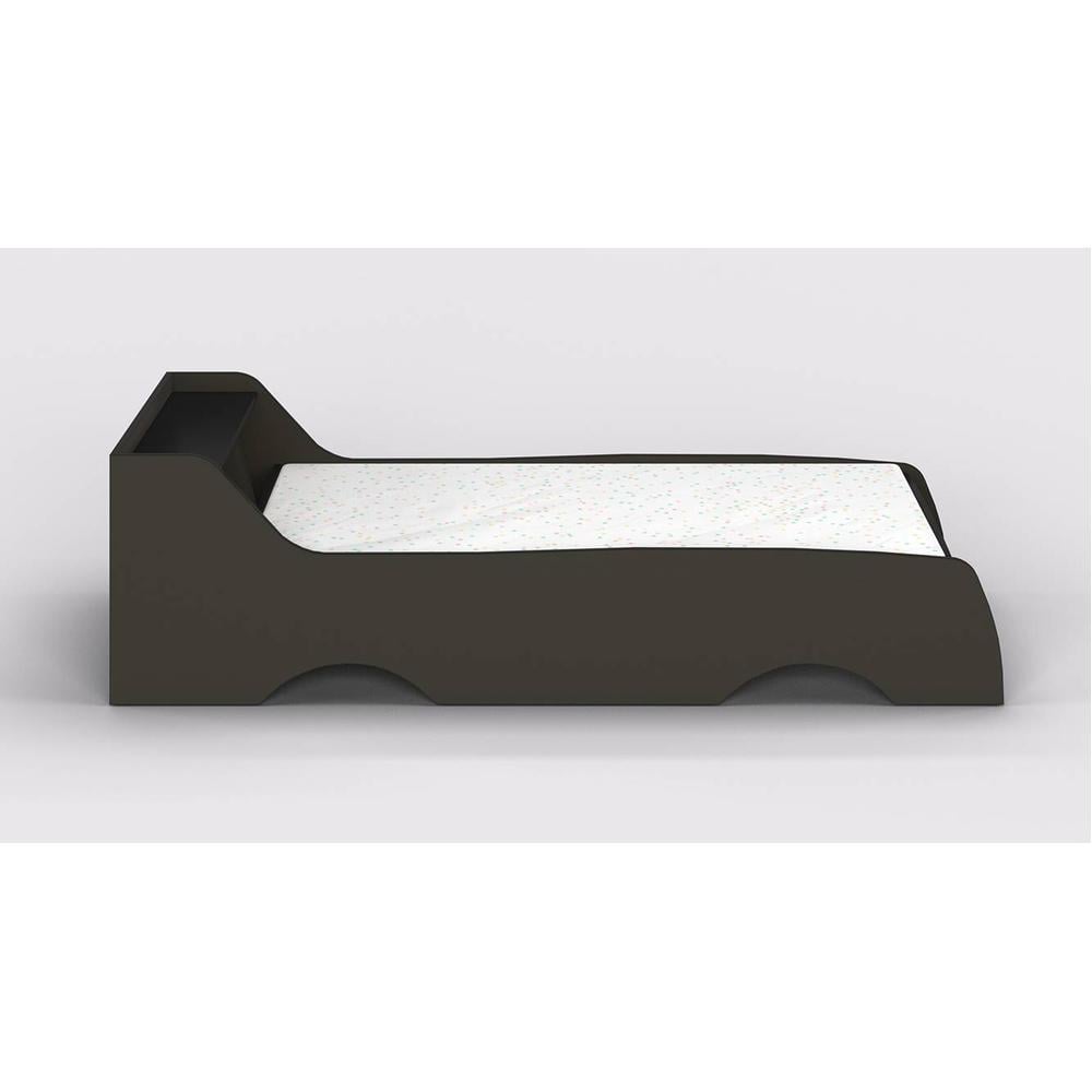 Batty Engineered Wood Non Storage Bed in Dark Grey Colour