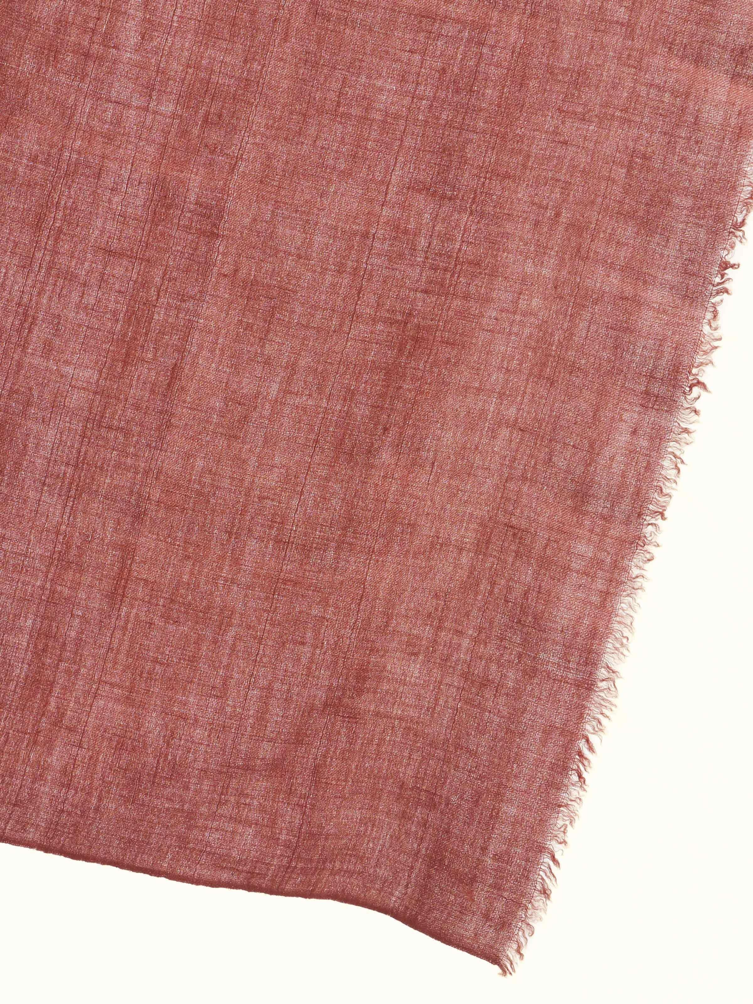 Detail view of brown cashmere stole showing luxurious texture