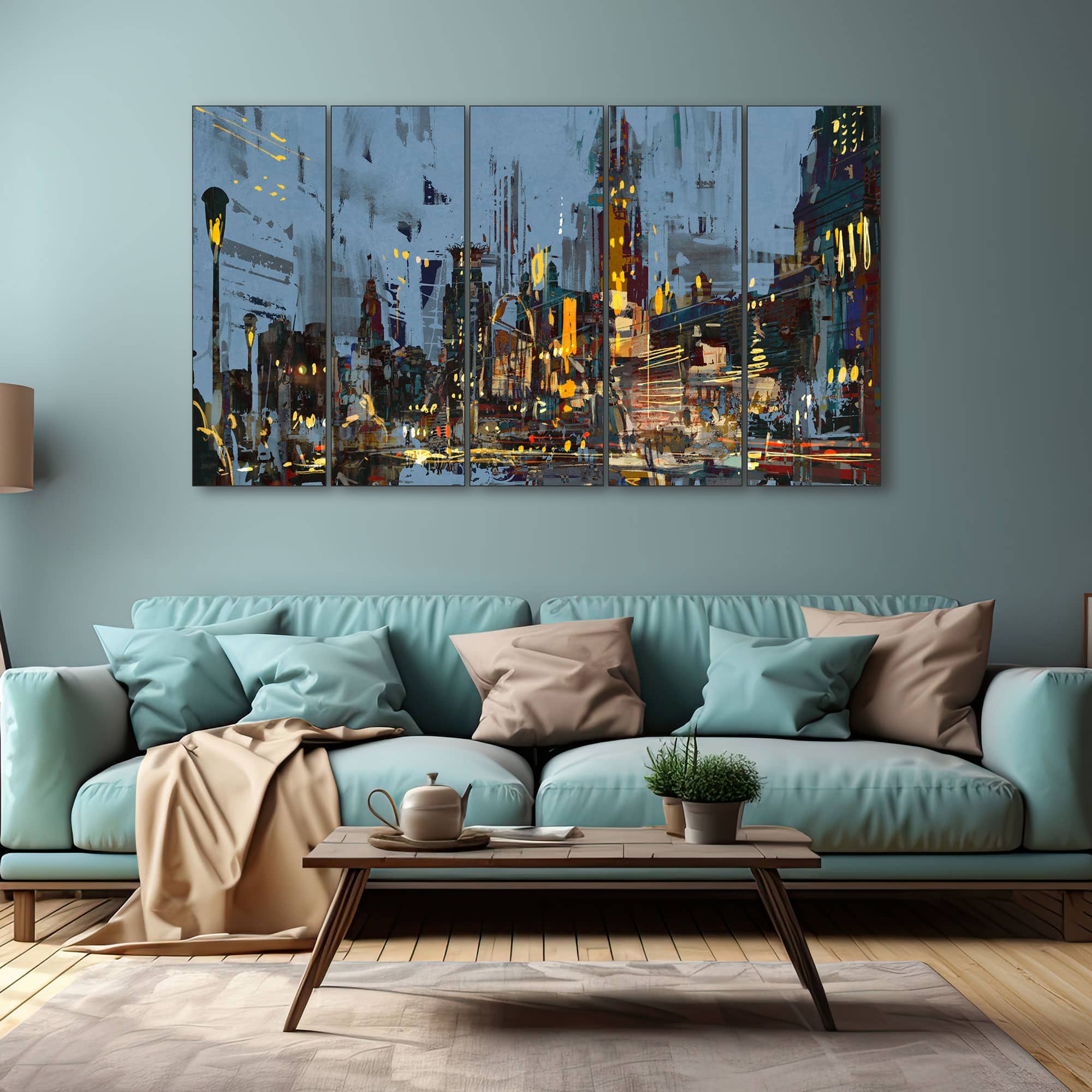 The Castle Decor Abstract Art Wall Painting Wooden Framed Digital Painting 27x48 Inch (Style 9) - The Castle Decor