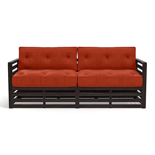 Raymond Wooden Sofa - American Walnut Finish (Lava) (Custom Set - Sofas : 0003; Standard Set - Sofas : none; Colour : lava; Finish : american walnut; Sofa Material : fabric; Sofa Size : regular; Sofa Type : regular)