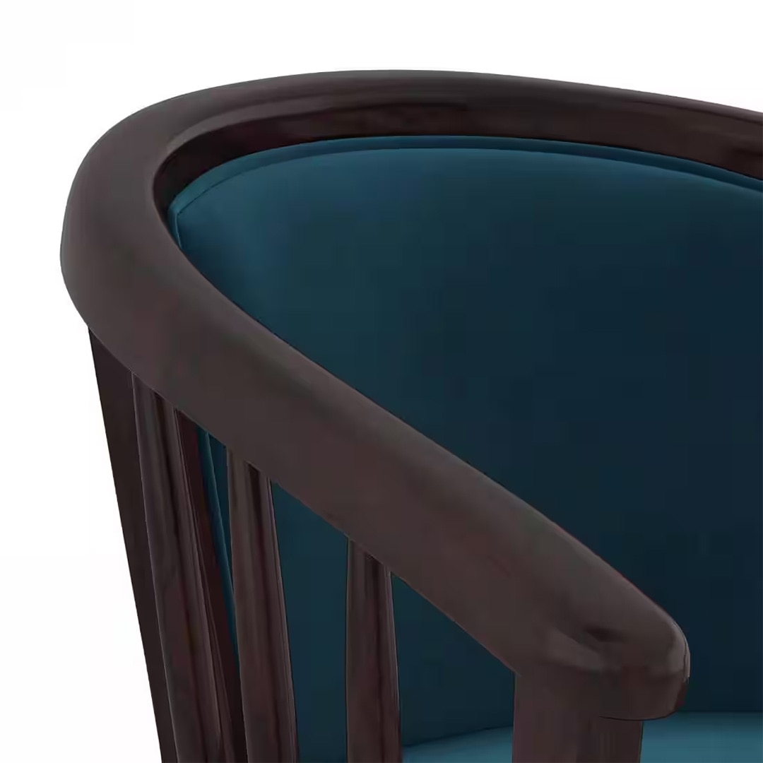 Bella Lounge Chair Finish Mahogany Night Blue Velvet Colour