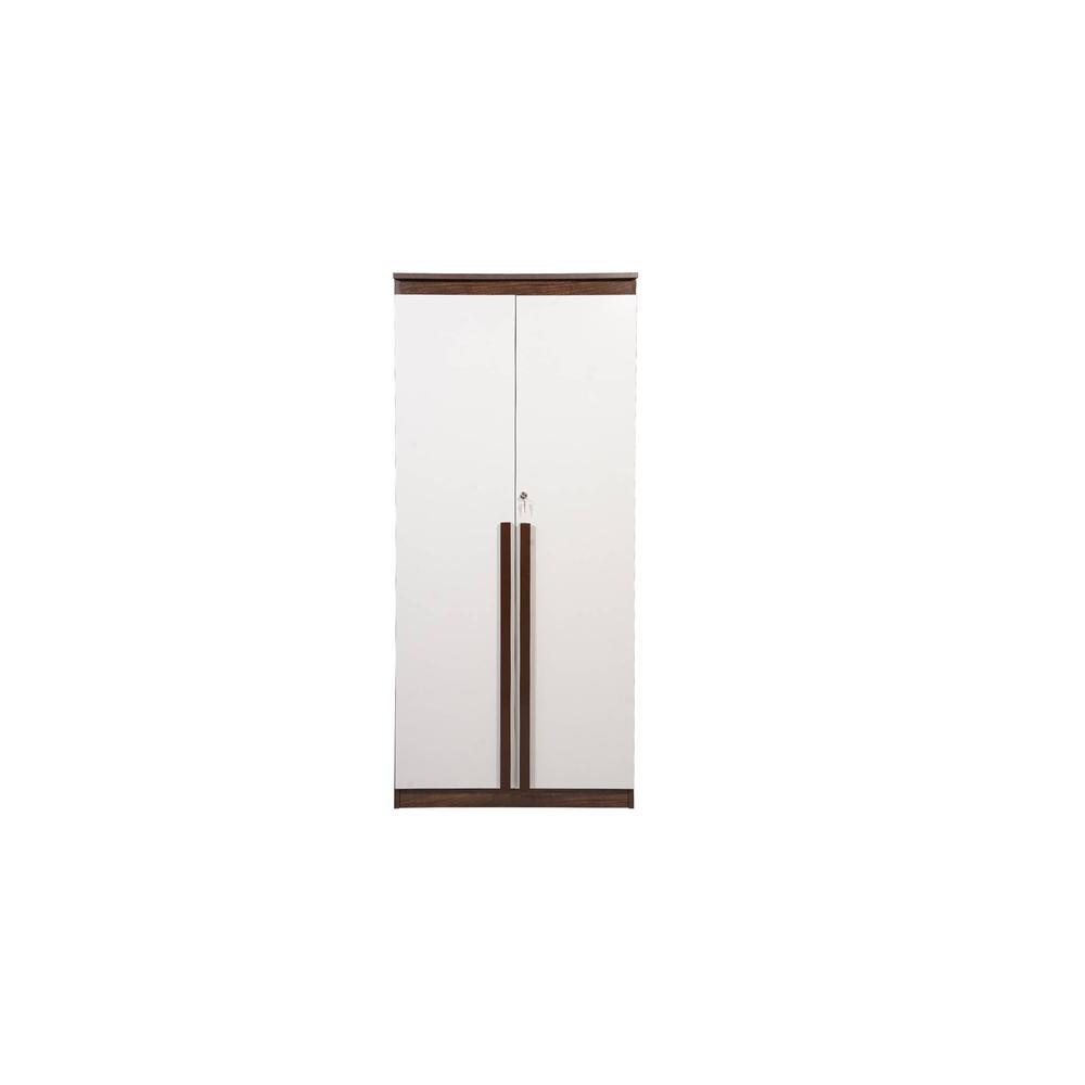Meridian engineered wood two door wardrobe with Columbian walnut finish