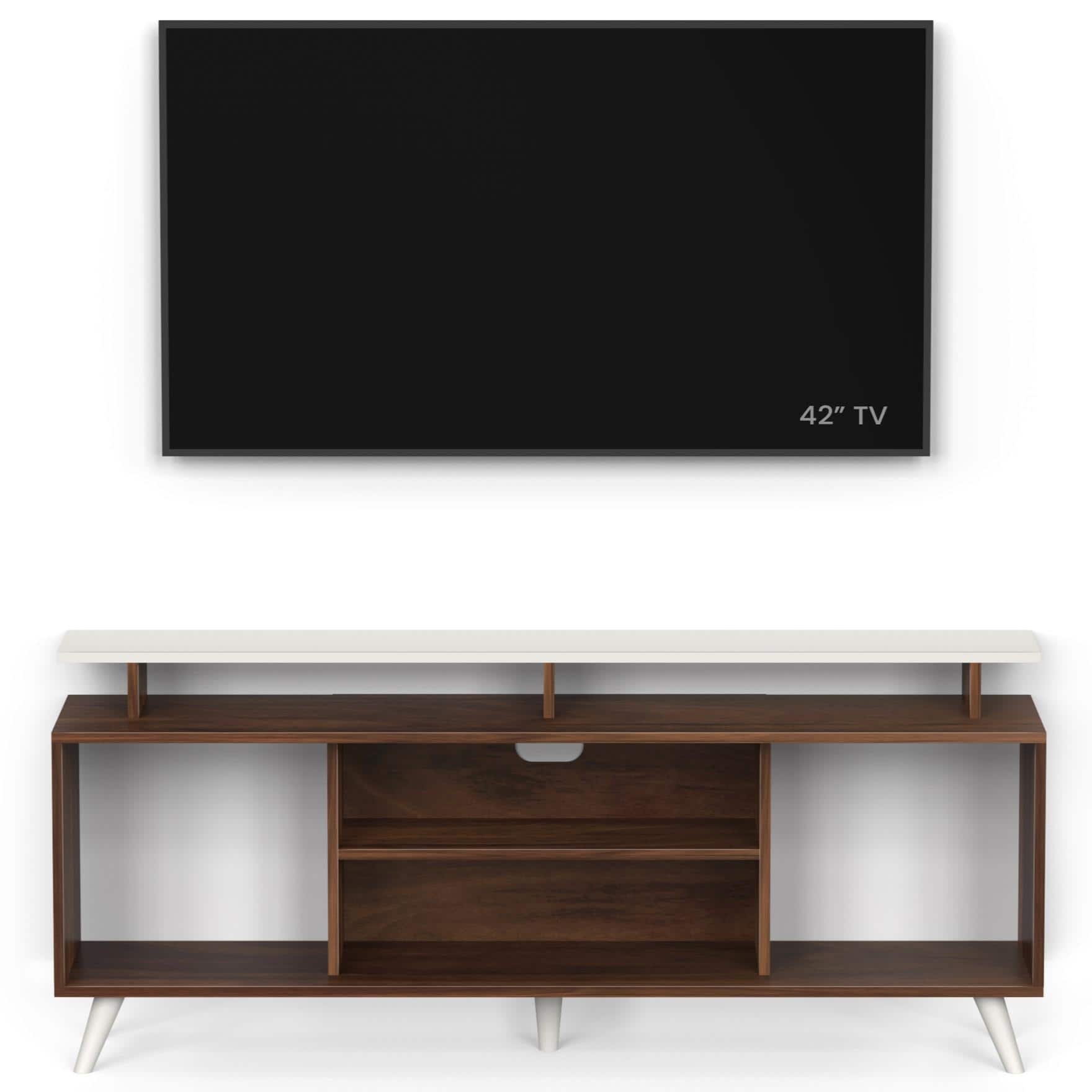 Skiddo Lite Engineered Wood Tv Entertainment Unit Set In Brown Maple & White Finish
