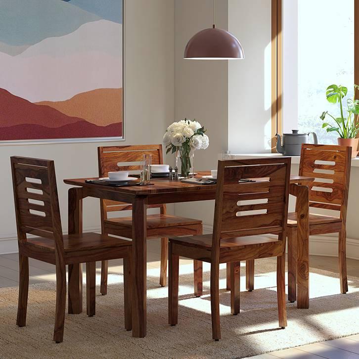 Catria - Capra 4 Seater Dining Table Set (Finish- Teak)