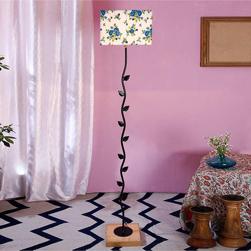 Ellen Multicolour Cotton Shade Floor Lamp
