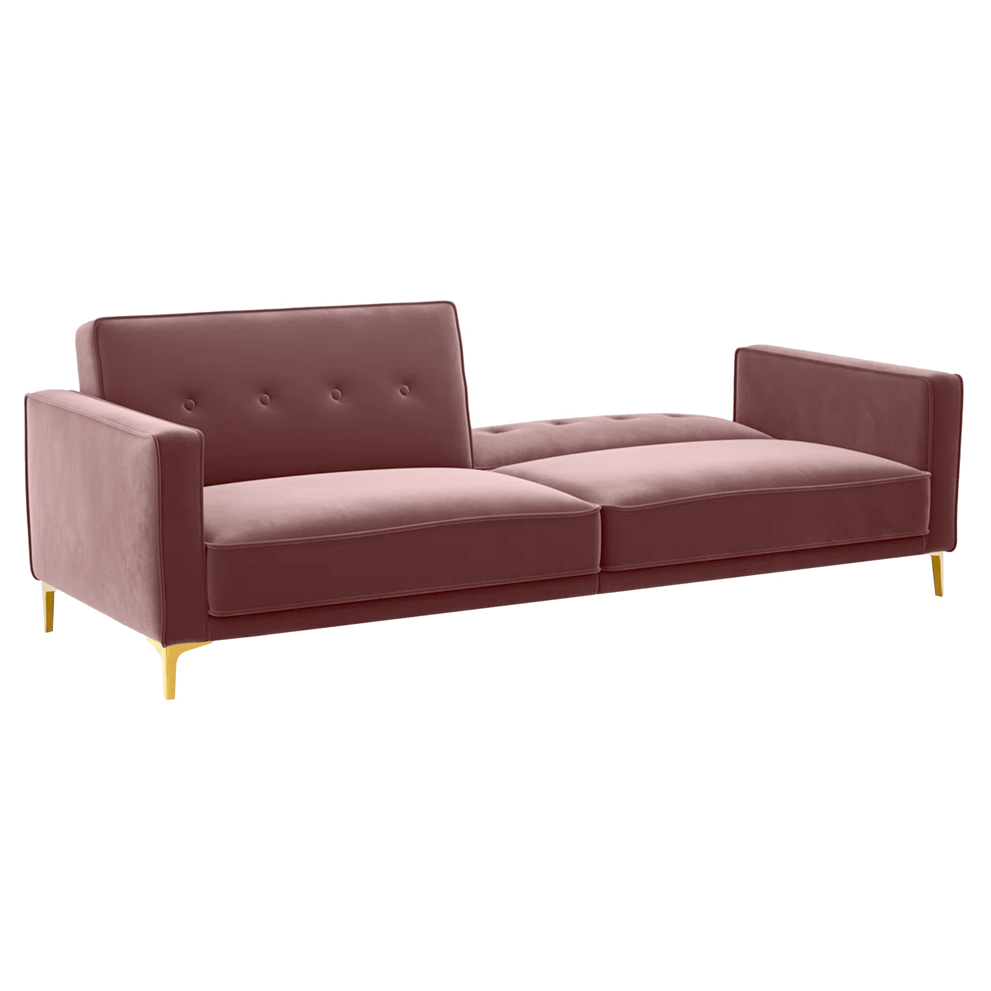 Calisa 3 Seater Velvet Sofa Cum Bed in Pink colour