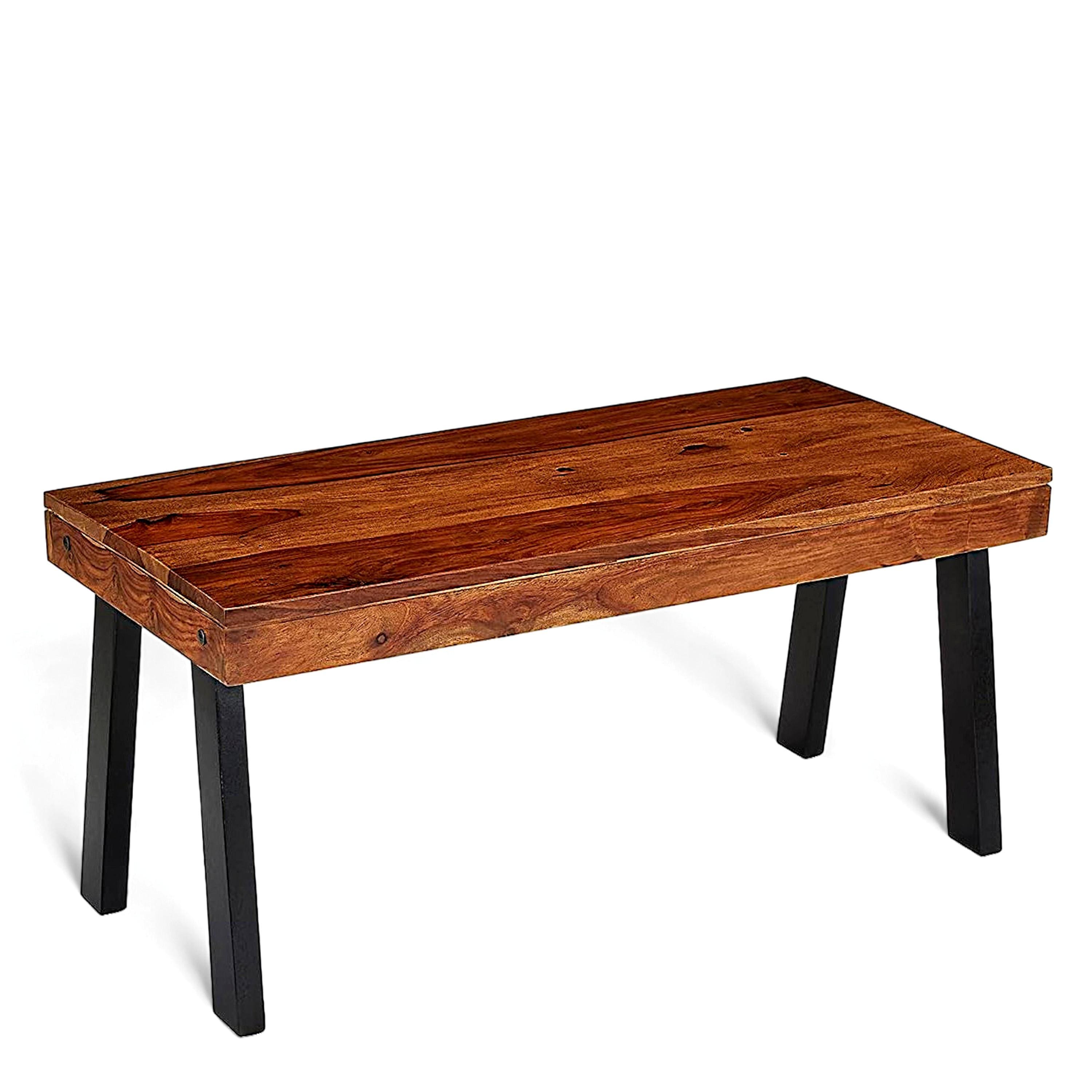 Mayfield Sheesham Wood Contemporary Rectangle Coffee Table In Natural Teak Finish